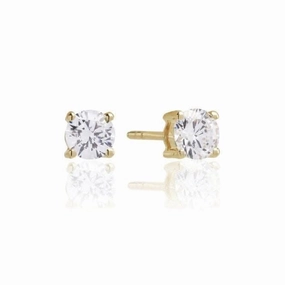 White Zirconia Princess Round Earrings SJ-E5MMRD-CZ(YG)