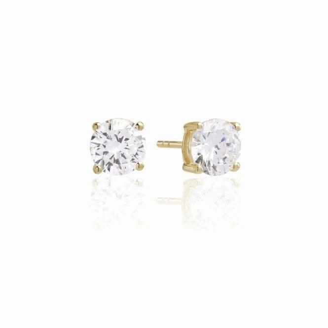 White Zirconia Princess Round Earrings SJ-E7MMRD-CZ(YG)