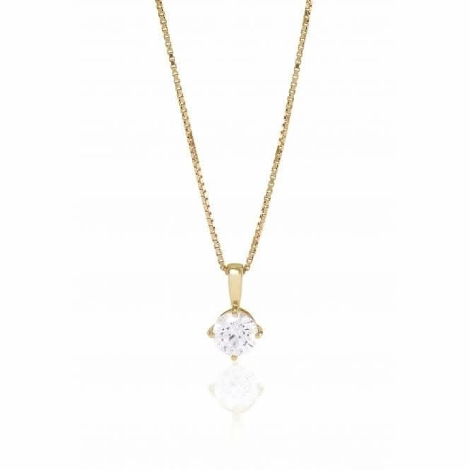 White Zirconia Princess Round Pendant SJ-P6MMRD-CZ(YG)/45