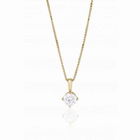 White Zirconia Princess Round Pendant SJ-P6MMRD-CZ(YG)/45