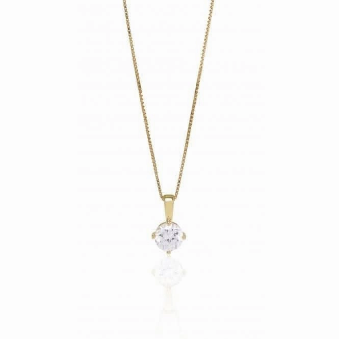 White Zirconia Princess Round Pendant SJ-P8MMRD-CZ(YG)/45