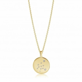White Zirconia Zodiaco Aquarius Pendant SJ-P1064-CZ(YG)/45