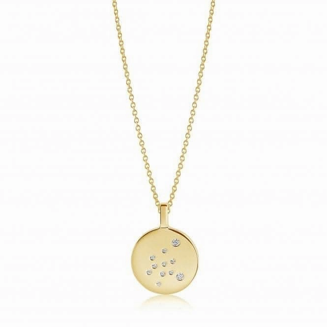 White Zirconia Zodiaco Aquarius Pendant SJ-P1064-CZ(YG)/45