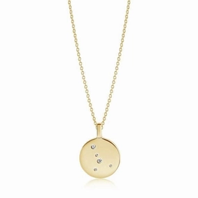 White Zirconia Zodiaco Cancer Pendant SJ-P1057-CZ(YG)/45