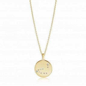 White Zirconia Zodiaco Capricorn Pendant SJ-P1063-CZ(YG)/45