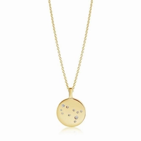 White Zirconia Zodiaco Gemini Pendant SJ-P1055-CZ(YG)/45