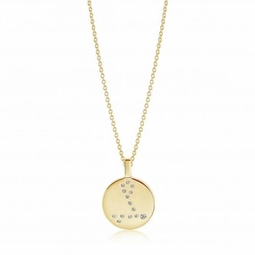 White Zirconia Zodiaco Pisces Pendant SJ-P1065-CZ(YG)/45