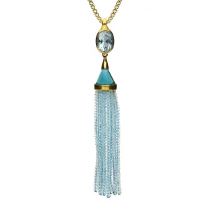 Yellow Gold Blue Topaz Cascade Necklace