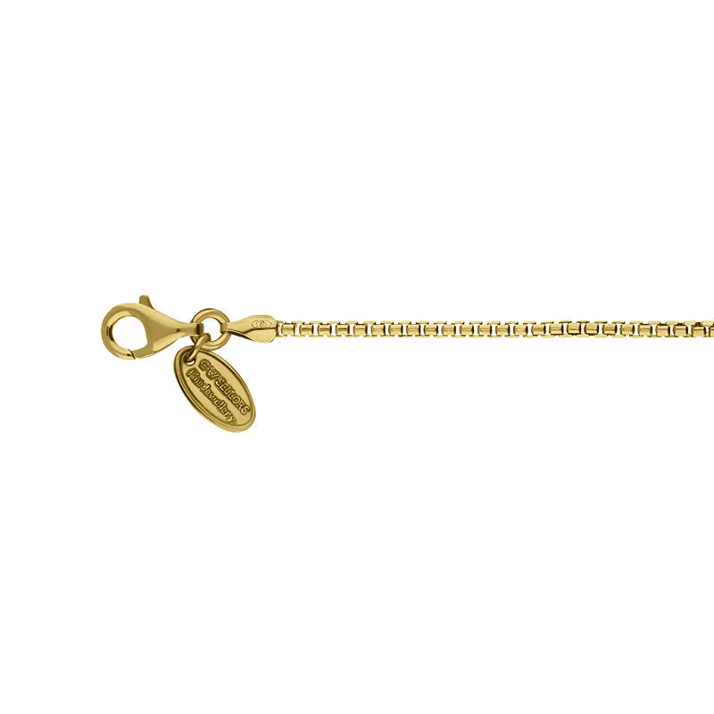 Yellow Gold Plated Sterling Silver 30 Inch Rounded Box Chain