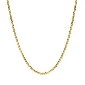 Yellow Gold Plated Sterling Silver 30 Inch Rounded Box Chain