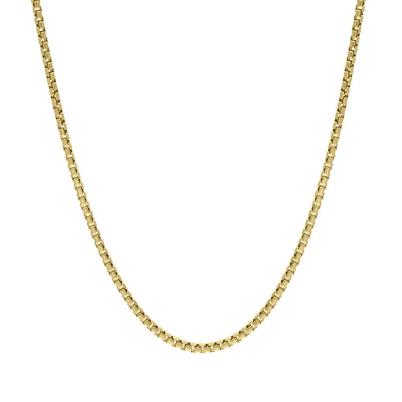 Yellow Gold Plated Sterling Silver 30 Inch Rounded Box Chain
