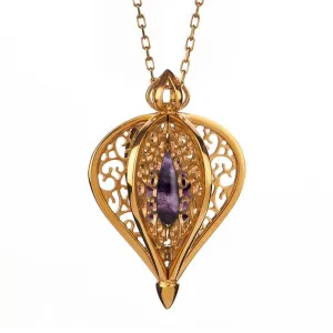 Yellow Gold Plated Sterling Silver Blue John Flore Filigree Small Necklace