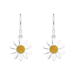 Yellow Gold Plated Sterling Silver Daisy Hook Earrings