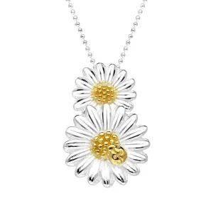 Yellow Gold Plated Sterling Silver Double Daisy Necklace