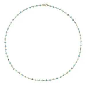 Yellow Gold Plated Sterling Silver Turquoise 3mm Bead Chain Link Necklace