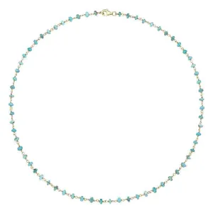 Yellow Gold Plated Sterling Silver Turquoise 4mm Bead Chain Link Necklace