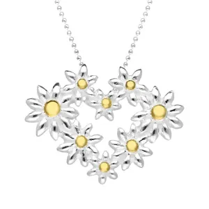Yellow Gold Sterling Silver Plated Daisy Heart Shaped Necklace
