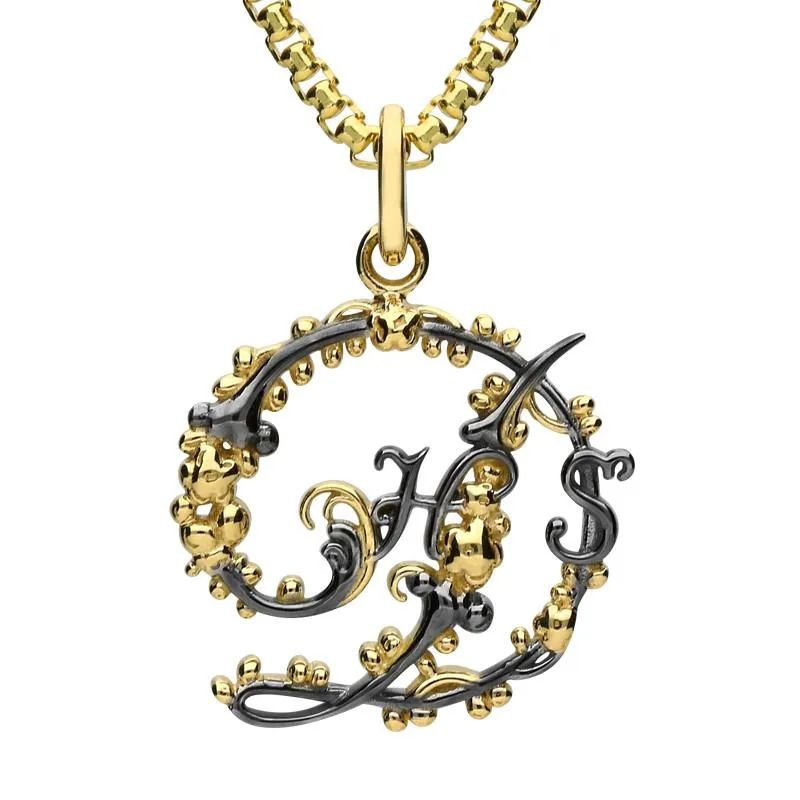 Yellow Gold Sterling Silver Plated Style & Fashion Devonshire Logo Necklace D