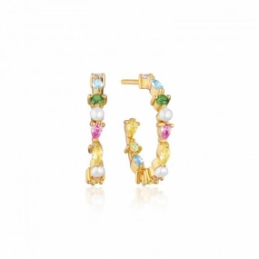 Zirconia Freshwater Pearl Adria Creolo Medio Earrings SJ-E12235-PXCZ-YG